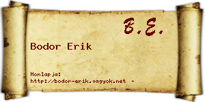 Bodor Erik névjegykártya